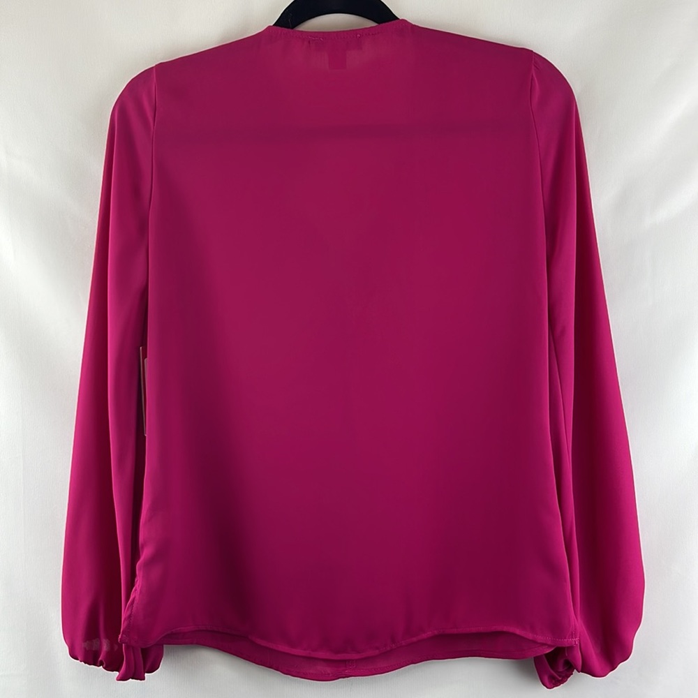 Ruffle Neck Long Sleeve Georgette Blouse - Picture 2 of 12